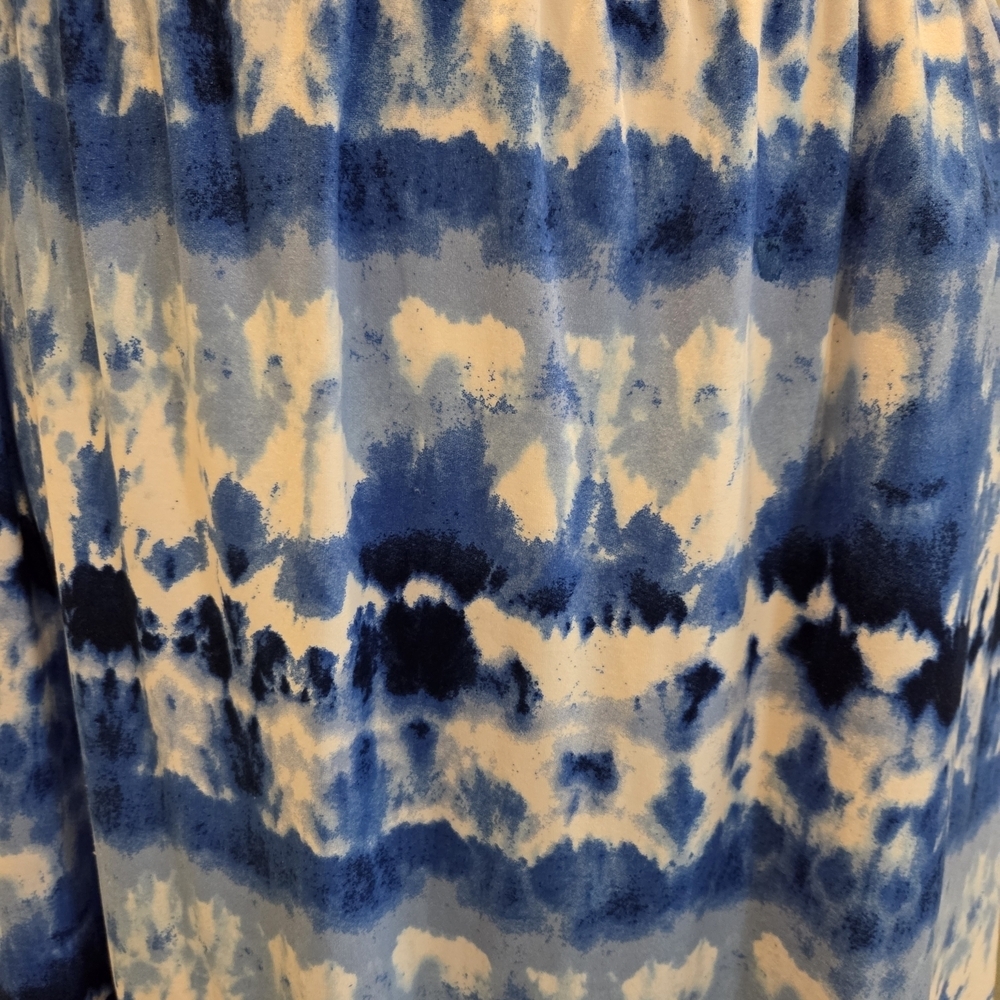 Terra & Sky Blue Tie-dye Patterned Maxi Skirt Elastic Waist Size 2X - Picture 5 of 11